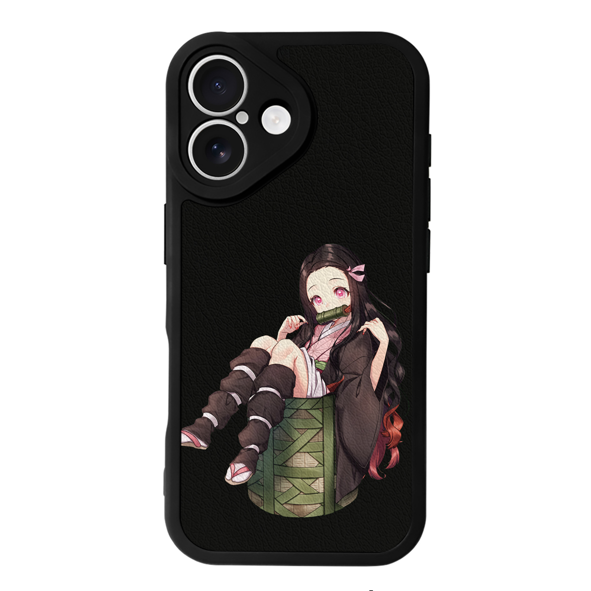 （画像用） 鬼滅の刃（きめつのやいば）竈門 禰󠄀豆子／かまど ねずこ Kamado Nezuko 【iPhone 16シリーズ対応】シリコンスマホケース（レザー調） 材質：シリコン